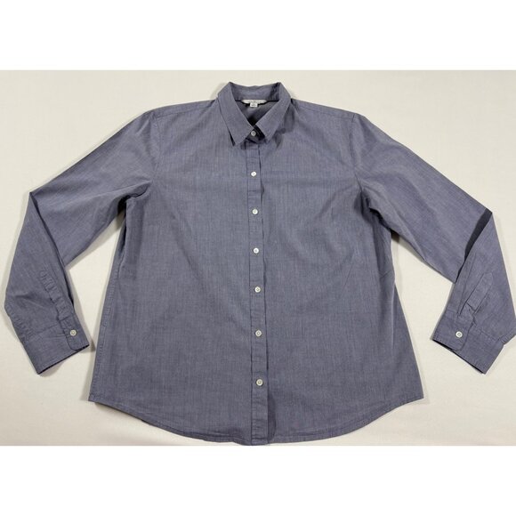 L.L.Bean Signature Women’s Classic Chambray Button Down Blouse 100% Cotton 14 - Picture 4 of 12